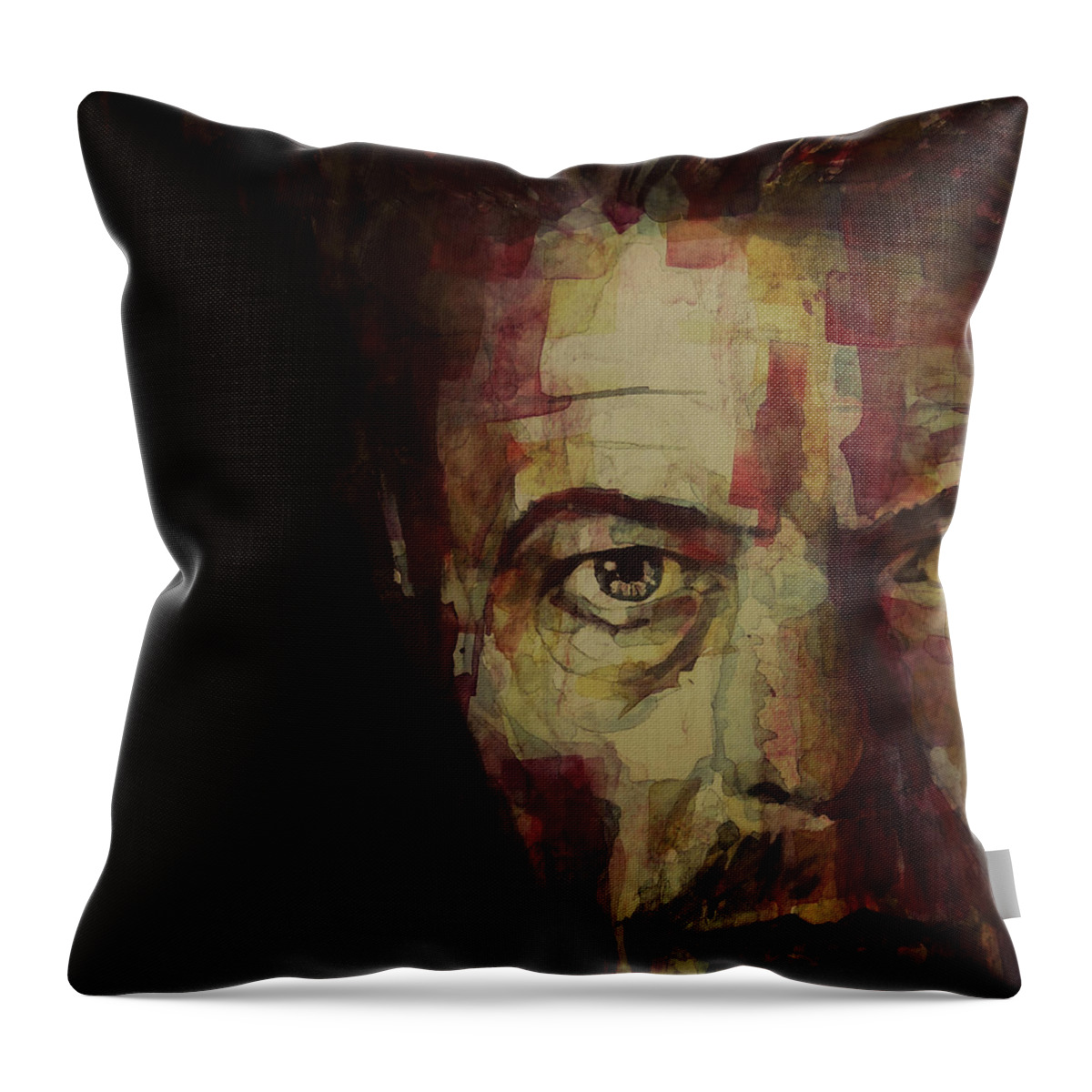 David Bowie Throw Pillow featuring the painting Watch That Man Bowie by Paul Lovering