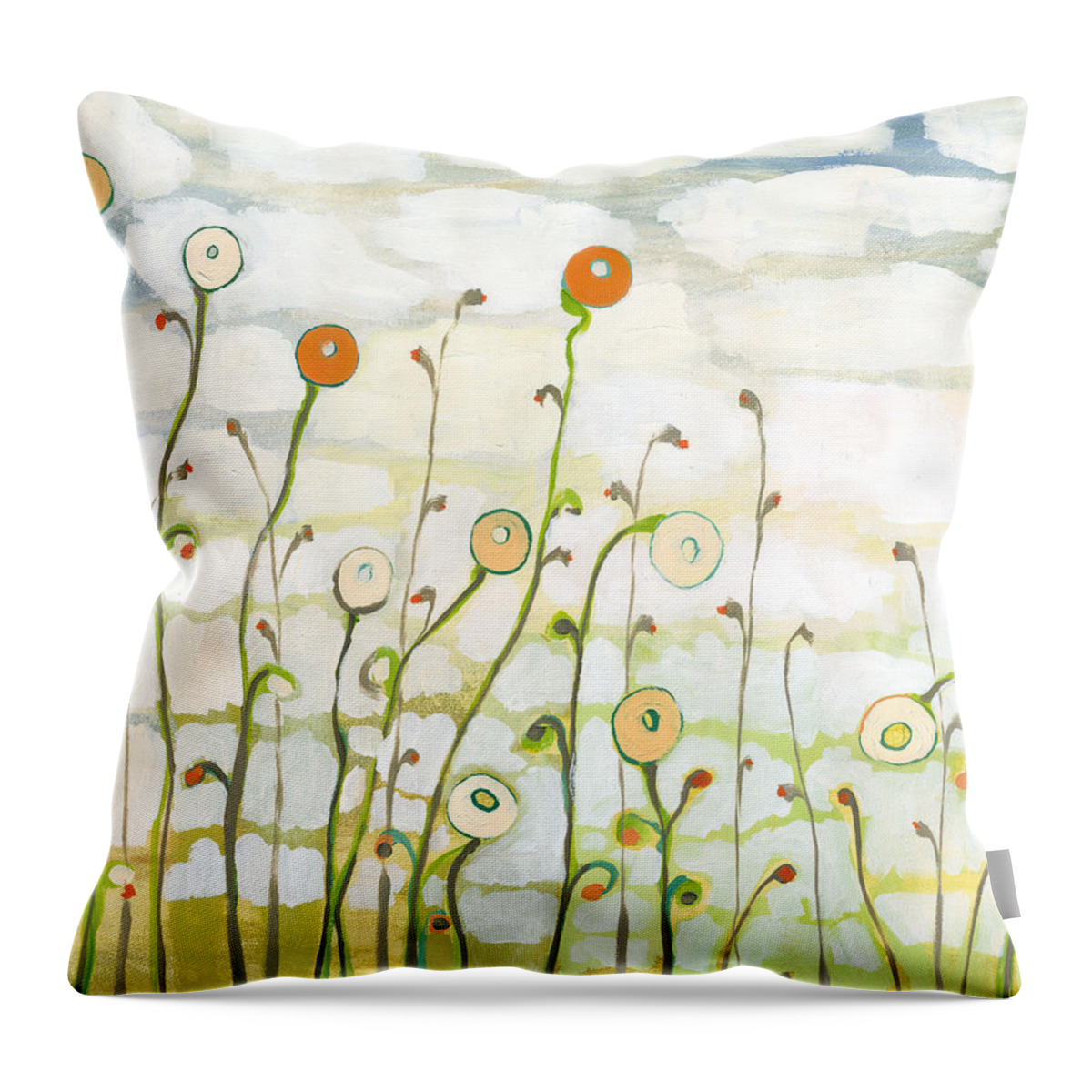 Clouds Throw Pillow featuring the painting Watching the Clouds Go By No 2 by Jennifer Lommers