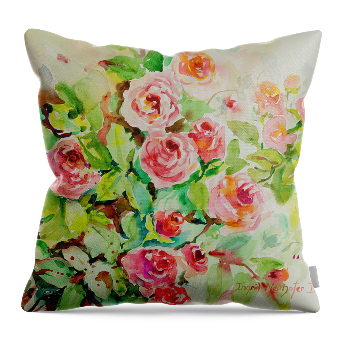 Floral Throw Pillow featuring the painting Watercolor Series 202 by Ingrid Dohm