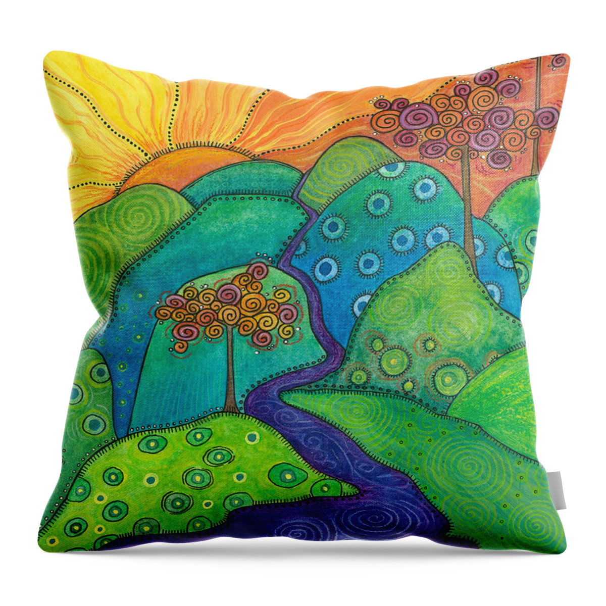 Nature Throw Pillow featuring the painting Waterfall of Hope by Tanielle Childers