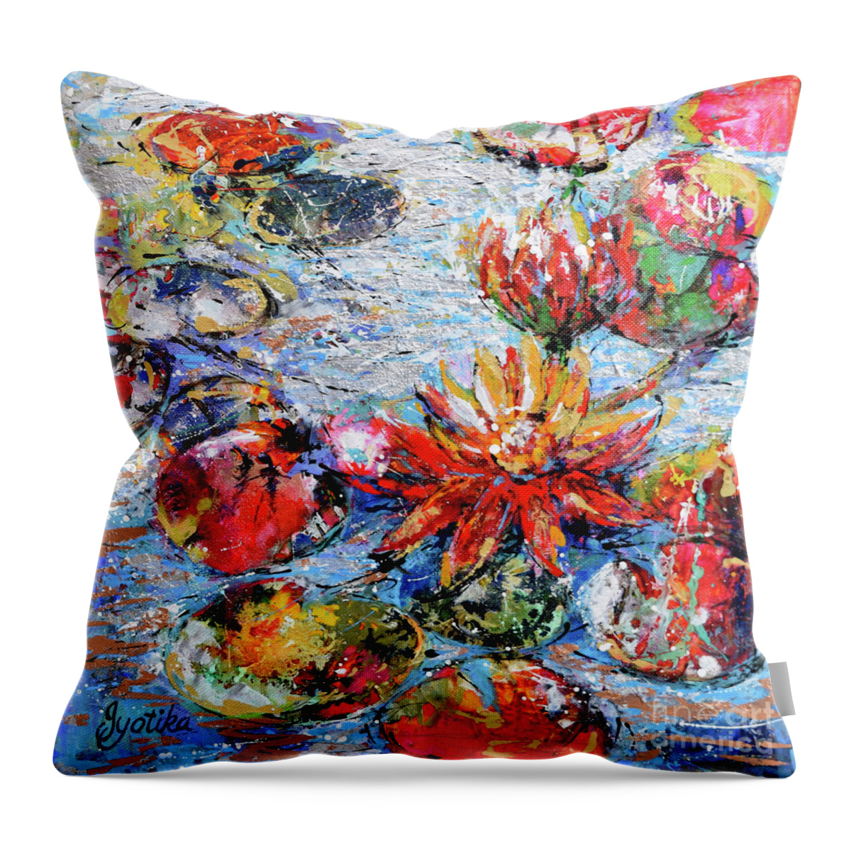  Throw Pillow featuring the painting Waterlilly by Jyotika Shroff