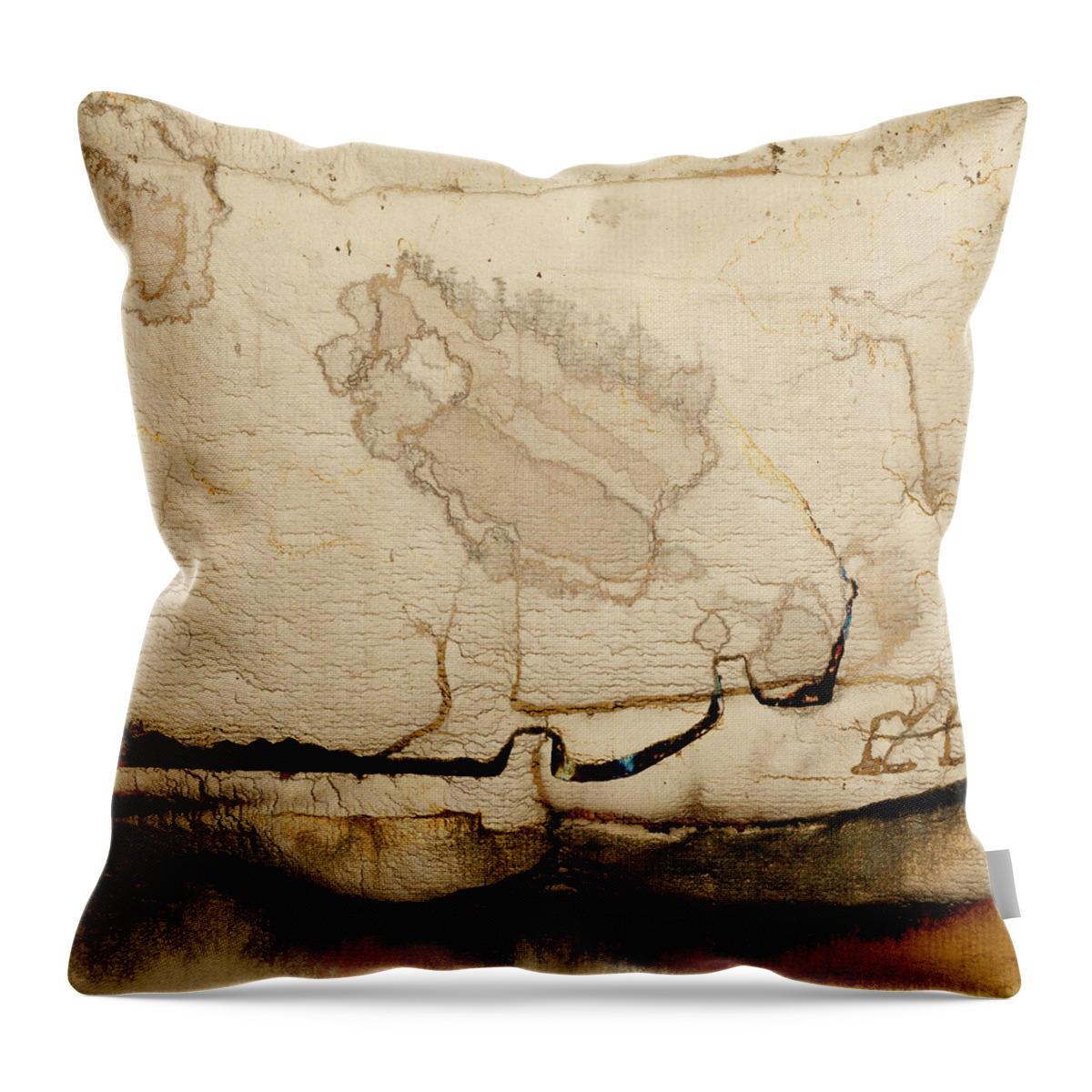 Abstract Throw Pillow featuring the mixed media Waterlines02 by Carol Leigh
