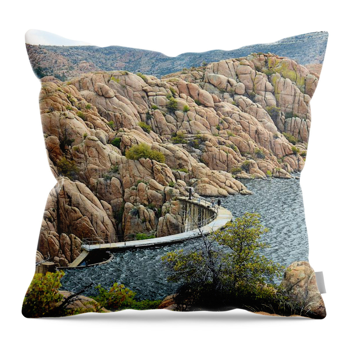 Photograph Throw Pillow featuring the photograph Watson Lake Dam by Richard Gehlbach