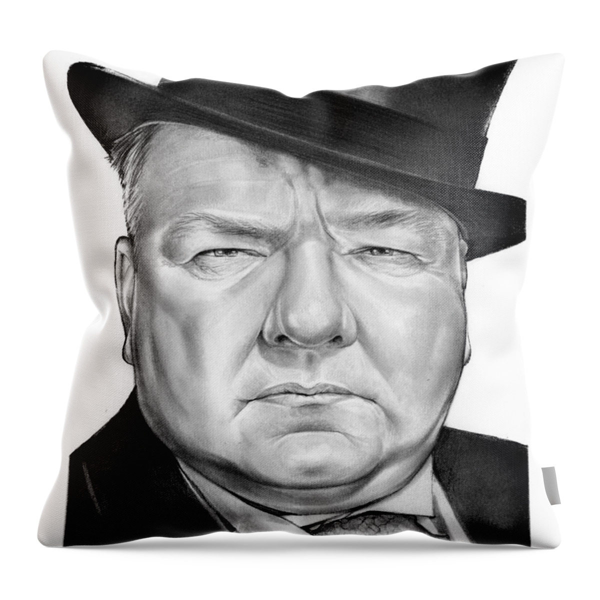 W. C. Fields Throw Pillow featuring the drawing WC Fields by Greg Joens