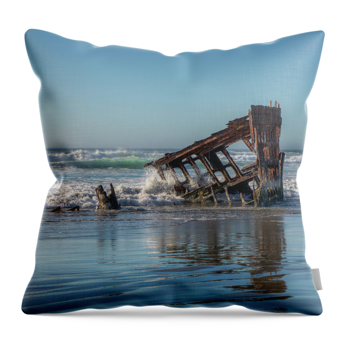 Peter Iredale Throw Pillow featuring the photograph Weather Beaten 0684 by Kristina Rinell