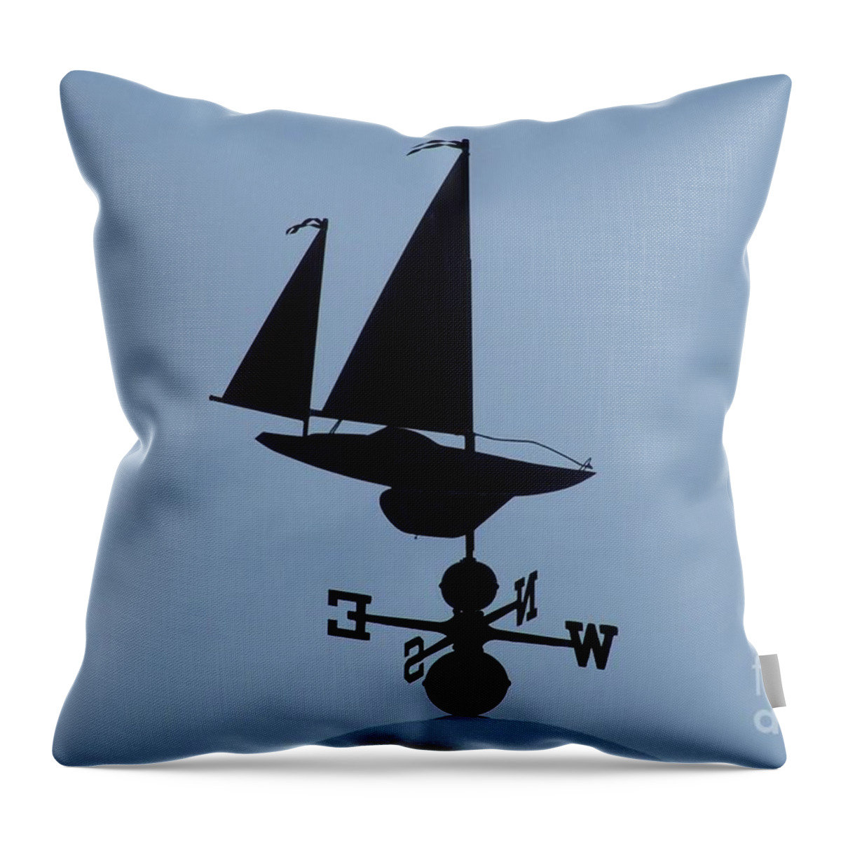 New England Weathervane Throw Pillow featuring the photograph Weathervane Sailboat by Tom Maxwell