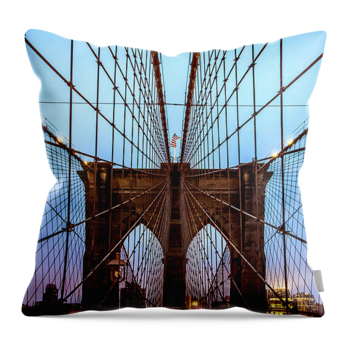 Brooklyn Bridge Throw Pillow featuring the photograph Web Of Passion by Az Jackson