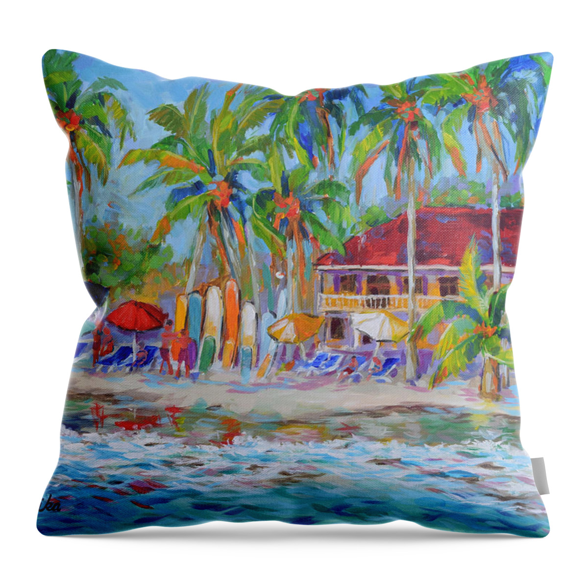 Tropical Throw Pillow featuring the painting Weekend Escape by Jyotika Shroff