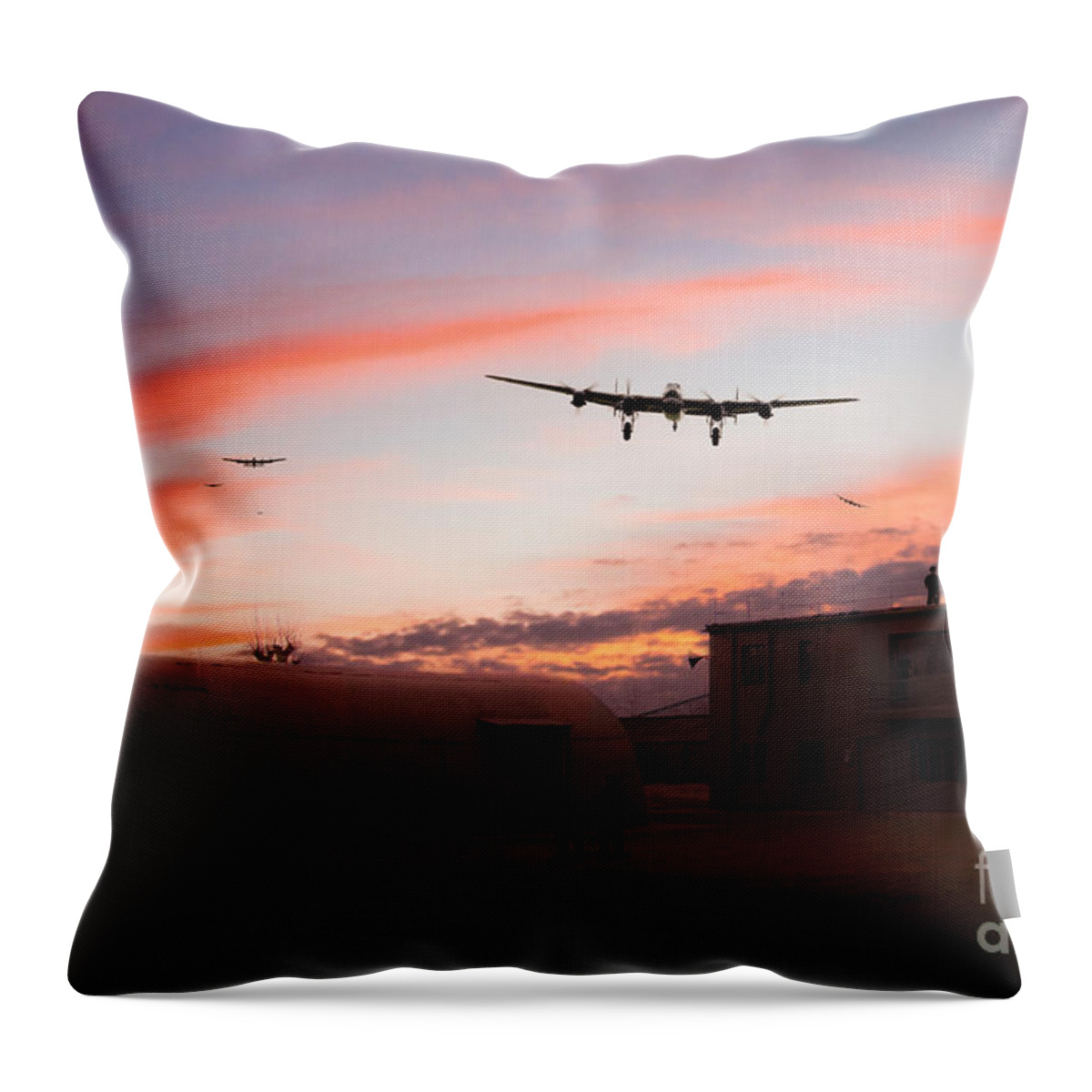 Avro Throw Pillow featuring the digital art Welcome Home Chaps by Airpower Art