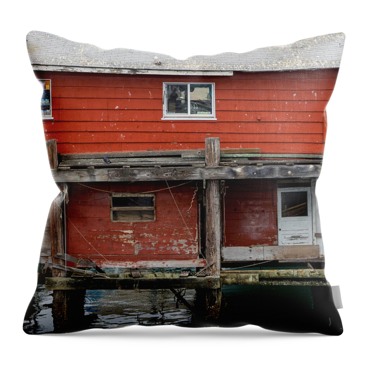 Monterey Throw Pillow featuring the photograph Wharf Shack by Derek Dean