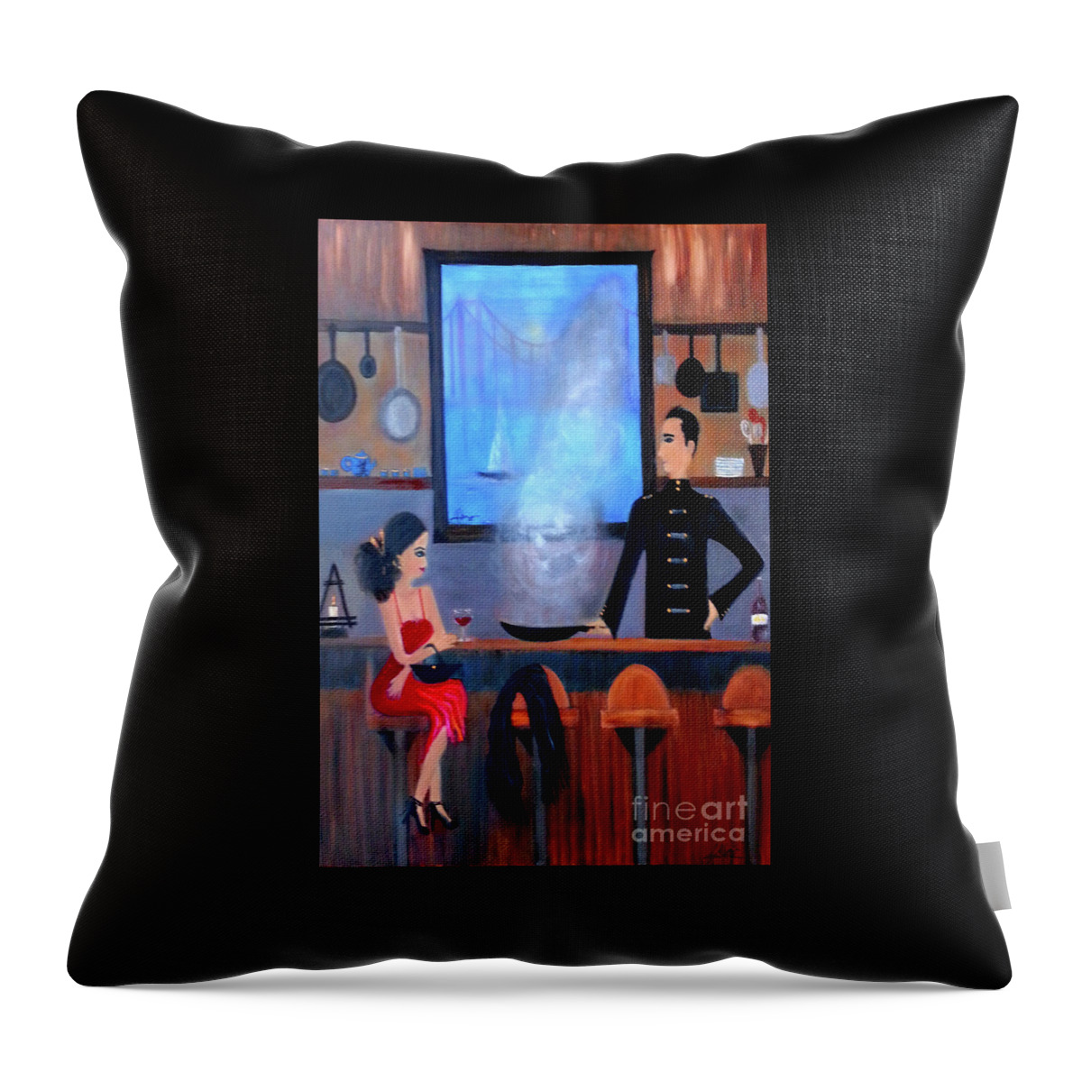 Food Throw Pillow featuring the painting What's Cookin'? by Artist Linda Marie