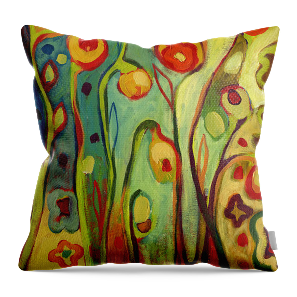 Floral Throw Pillow featuring the painting Where Does Your Garden Grow by Jennifer Lommers