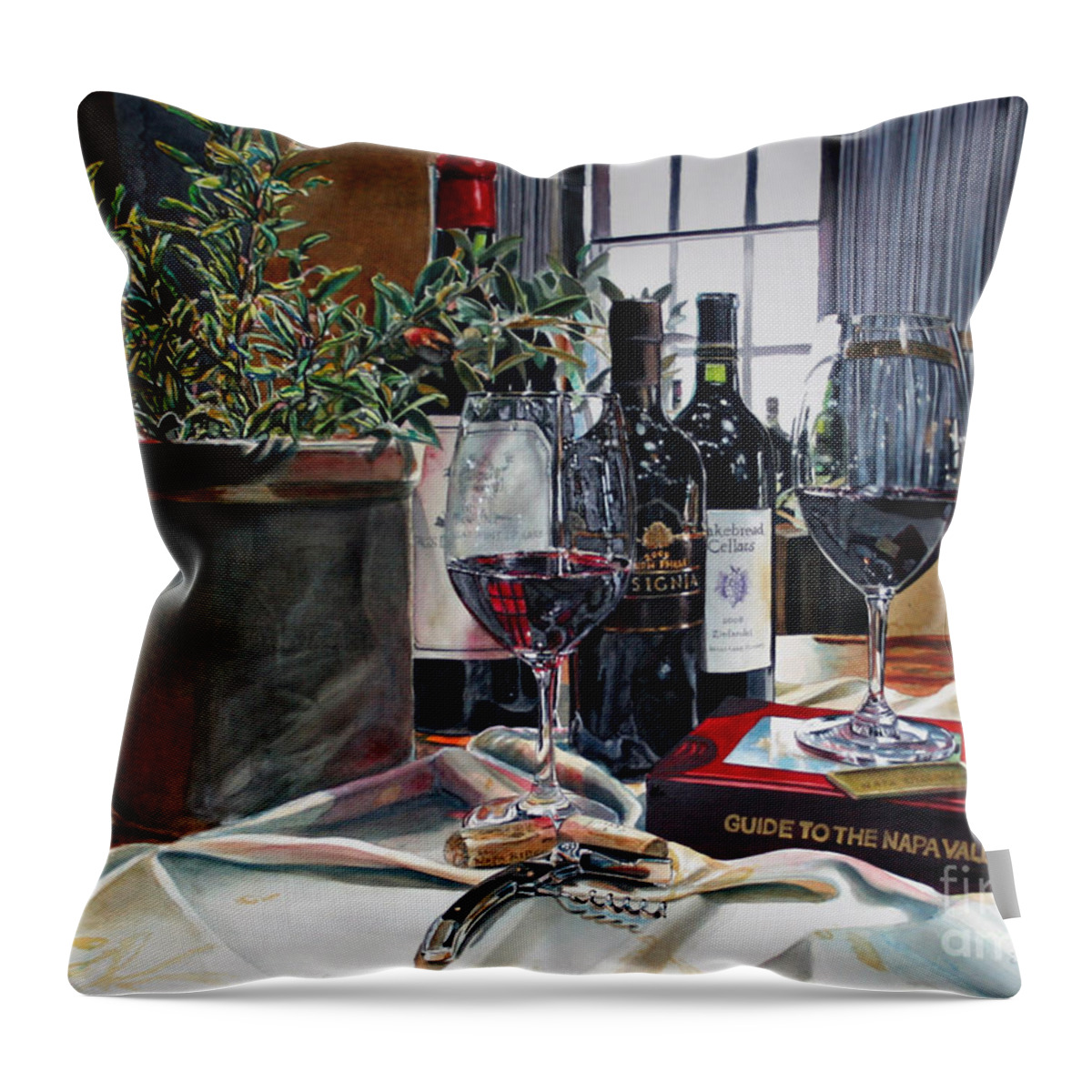 Napa Throw Pillow featuring the painting Where to Begin by Gail Chandler