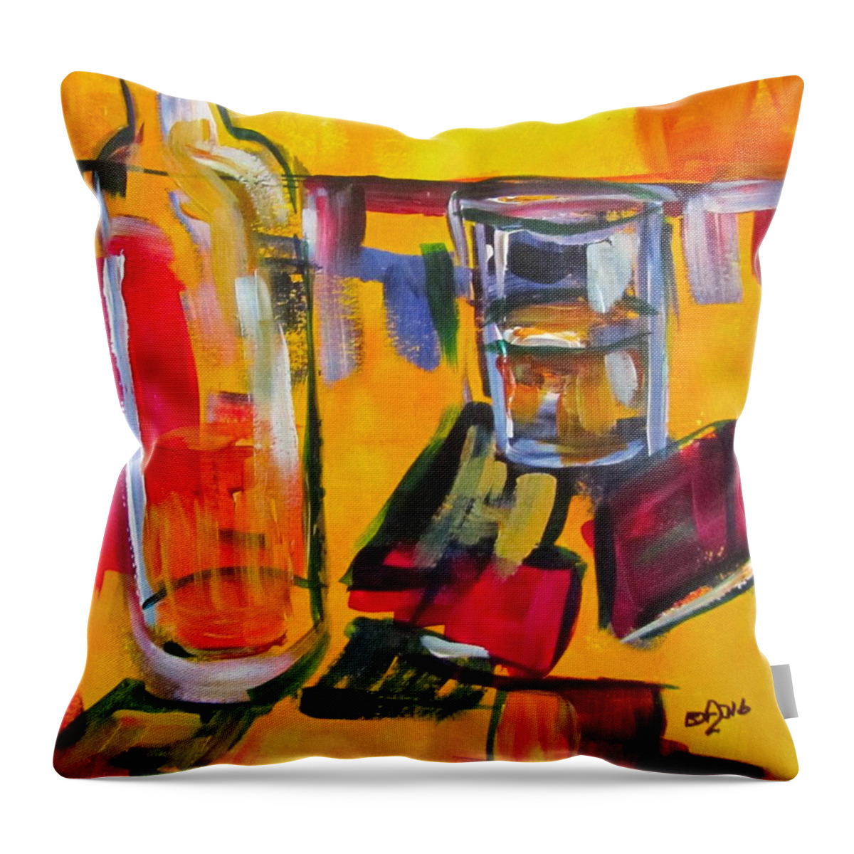 Whiskey Throw Pillow featuring the painting Whiskey and Matchbooks by Barbara O'Toole