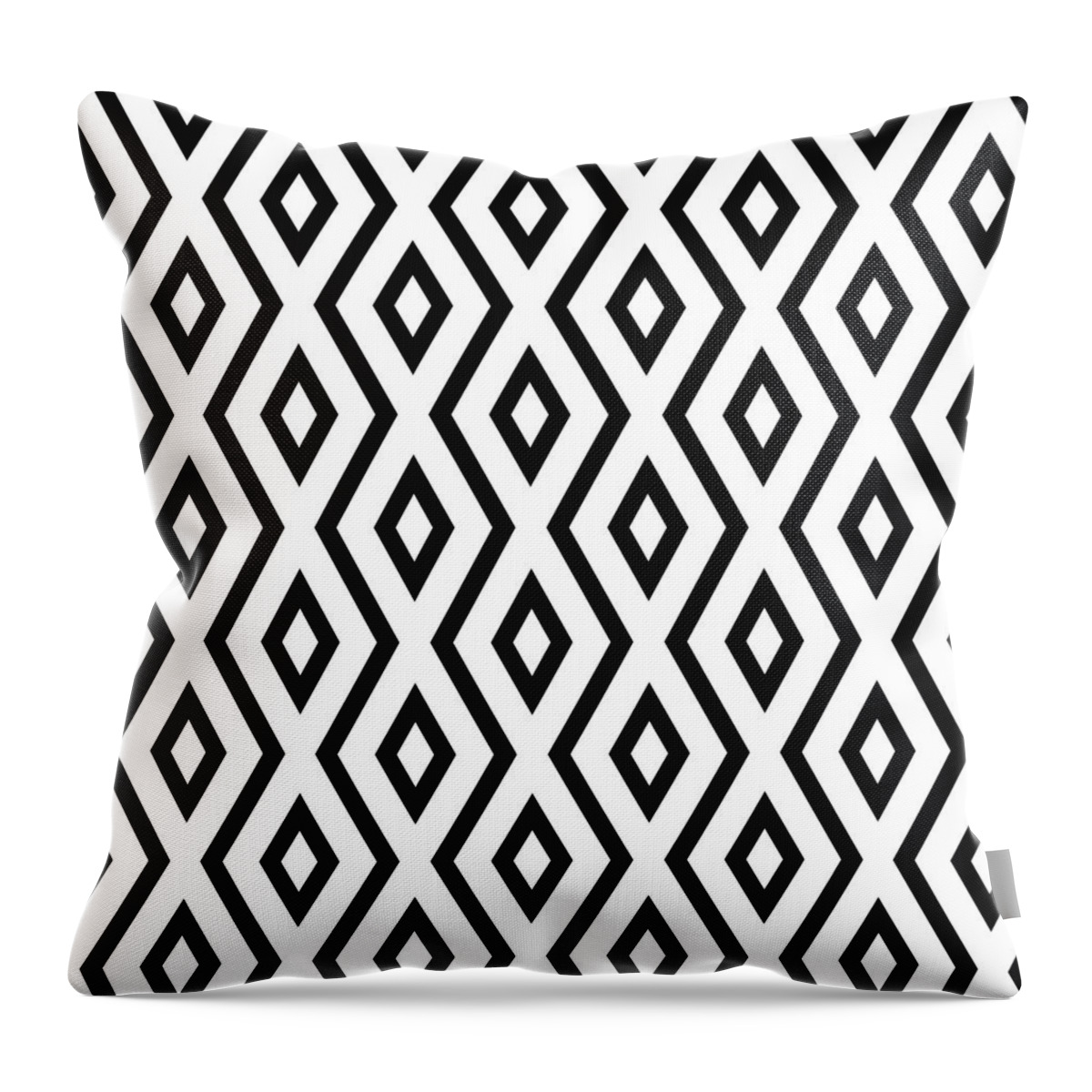 White And Black Throw Pillow featuring the mixed media White and Black Pattern by Christina Rollo