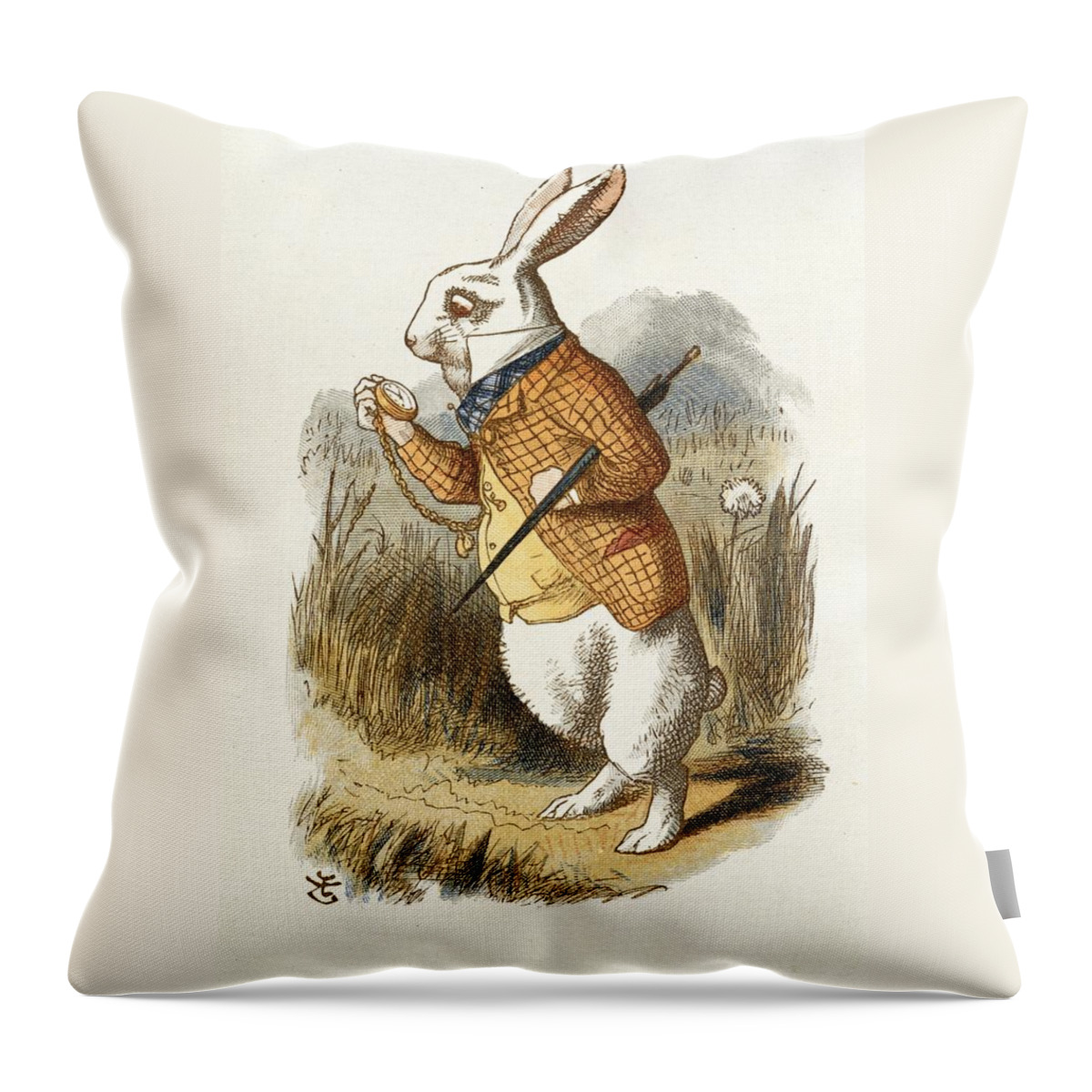 Alice In Wonderland Throw Pillow featuring the painting White Rabbit by John Tenniel