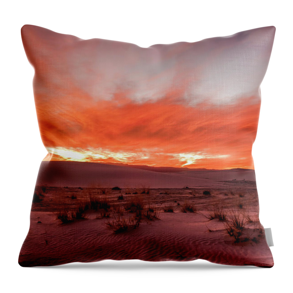 White Sands National Monument Throw Pillow featuring the photograph White Sand Sunrise by John Roach