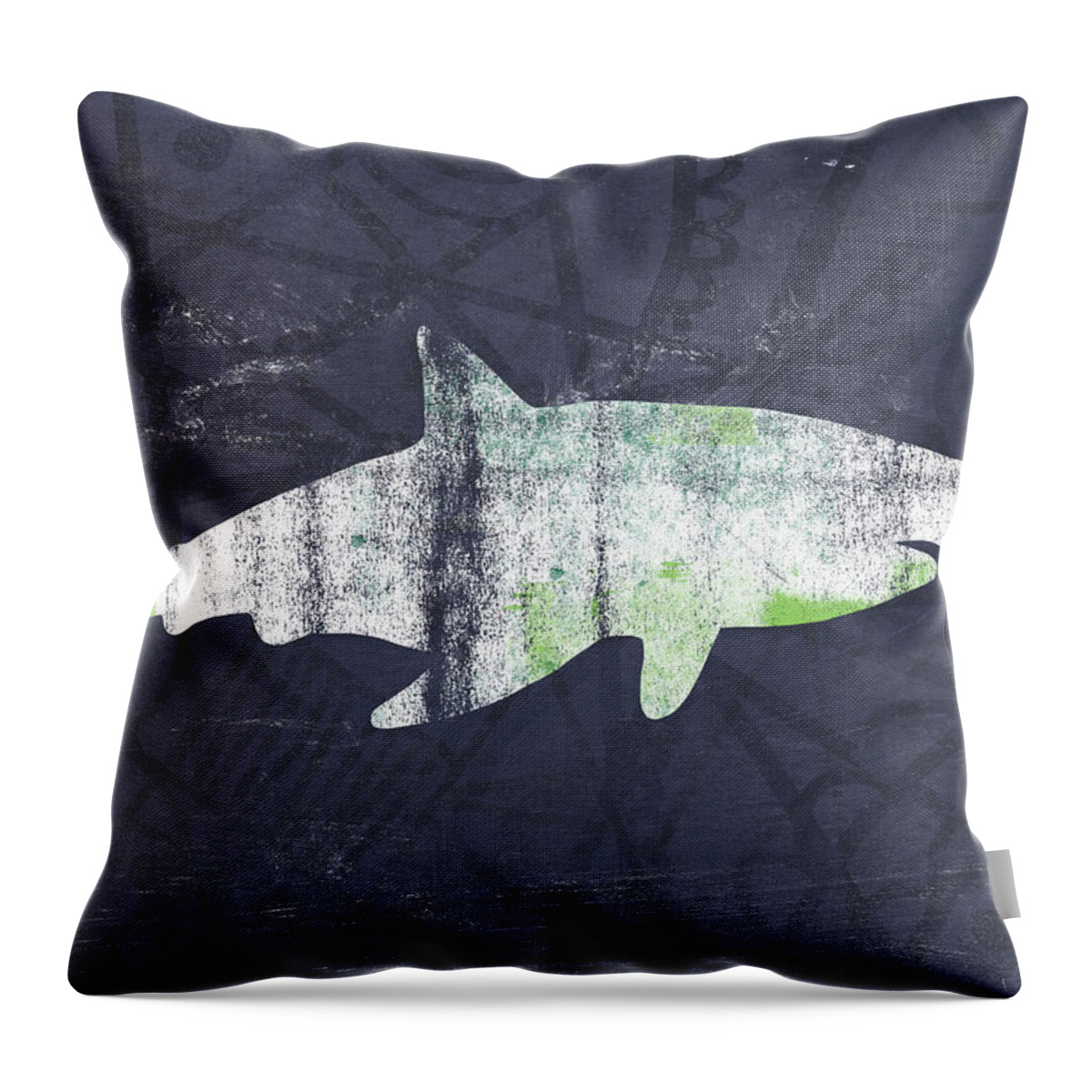 Shark Throw Pillow featuring the painting White Shark- Art by Linda Woods by Linda Woods