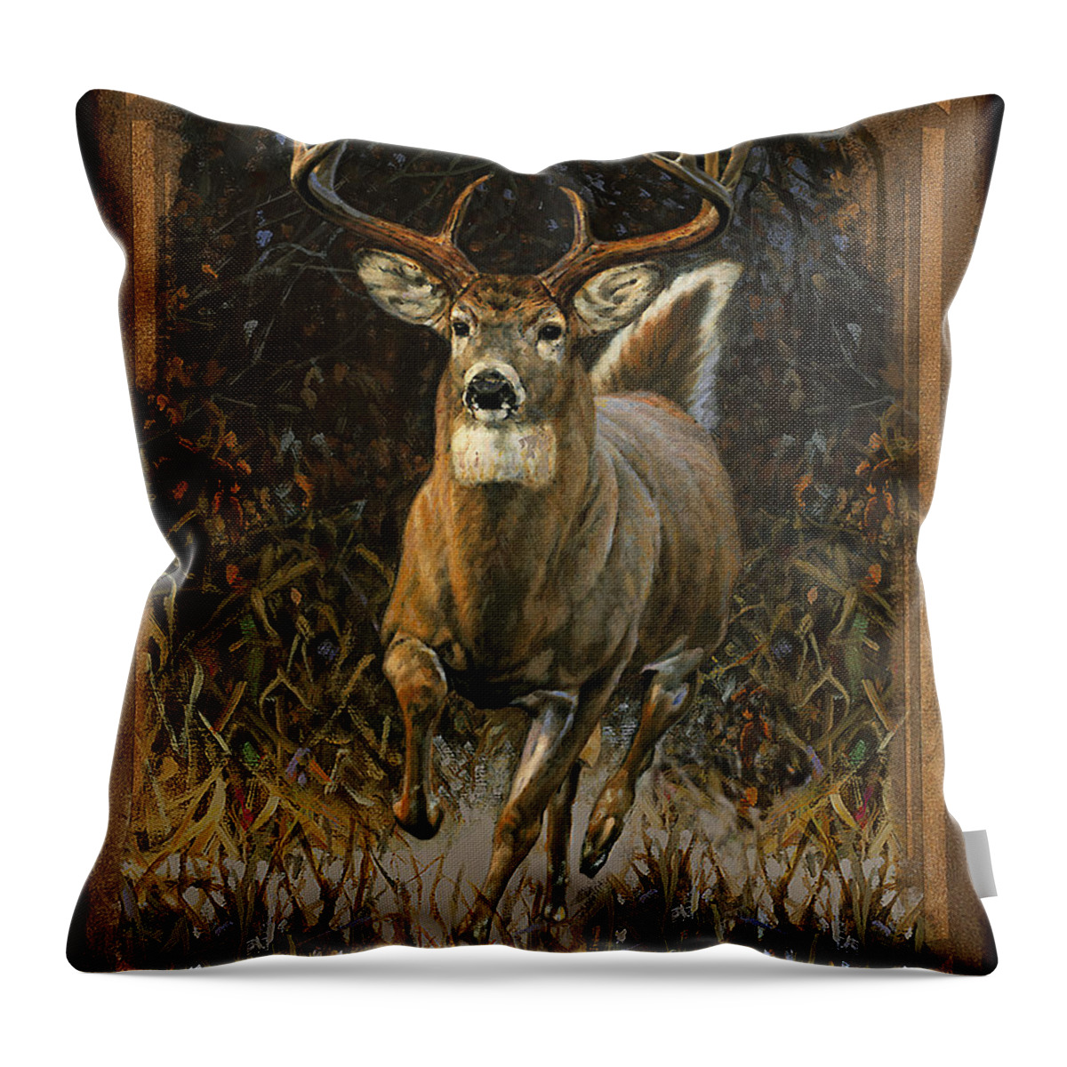 Bruce Miller Throw Pillow featuring the painting Whitetail Deer by JQ Licensing