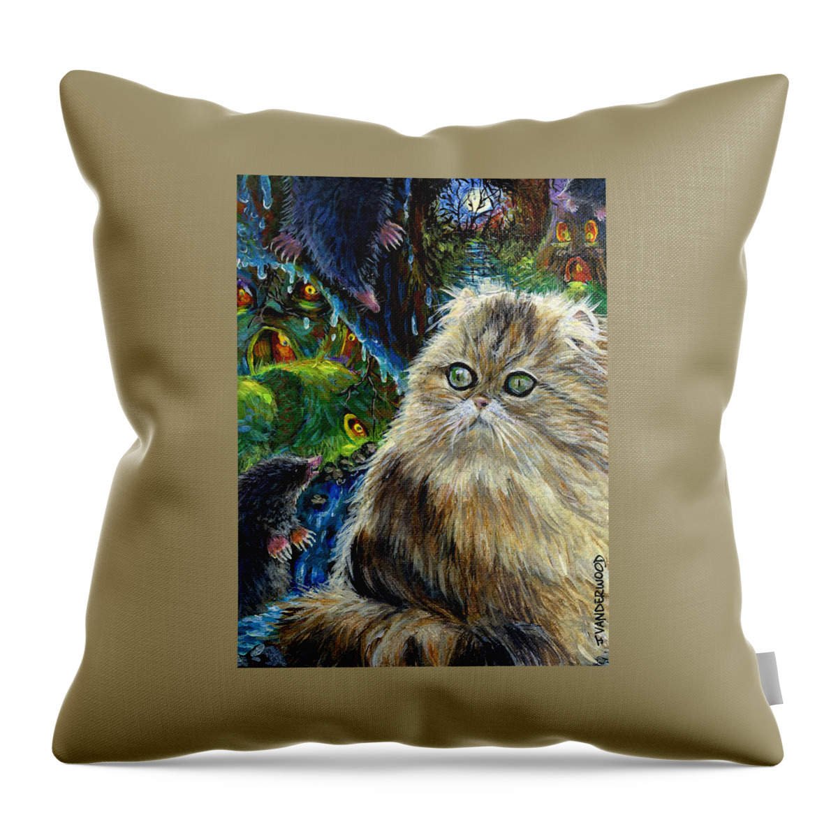 Cat Throw Pillow featuring the painting Who Let the Cat In by Jacquelin L Vanderwood Westerman