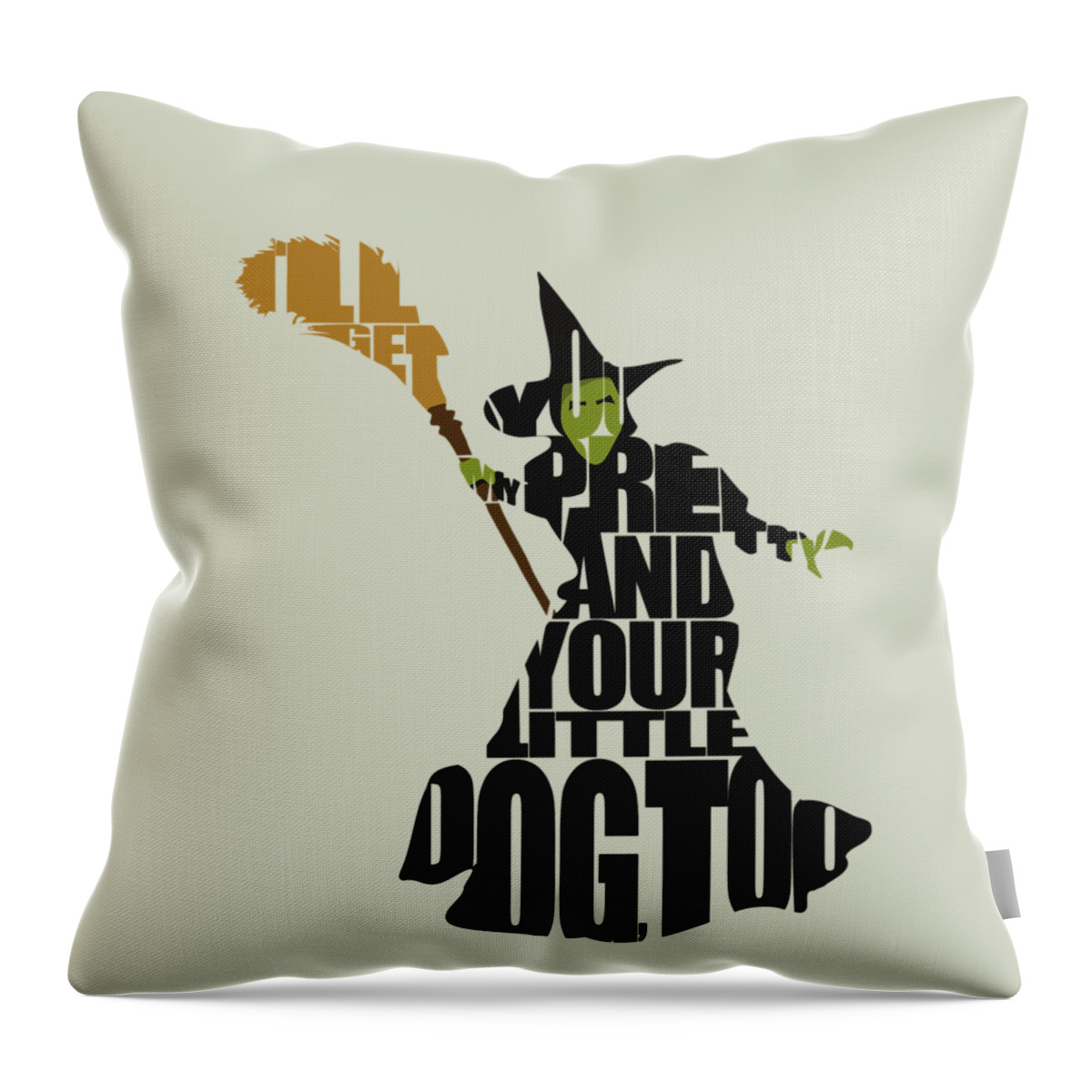 Wicked Witch Of The West Throw Pillow featuring the digital art Wicked Witch of the West by Inspirowl Design