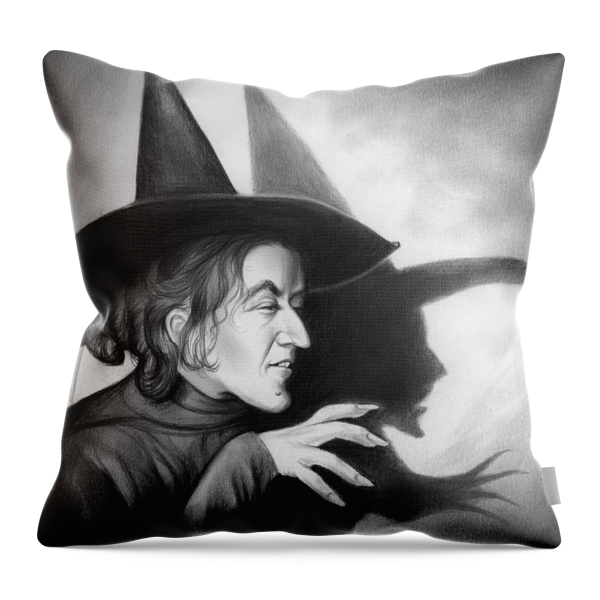 Margaret Hamilton Throw Pillow featuring the drawing Wicked Witch of the West by Greg Joens