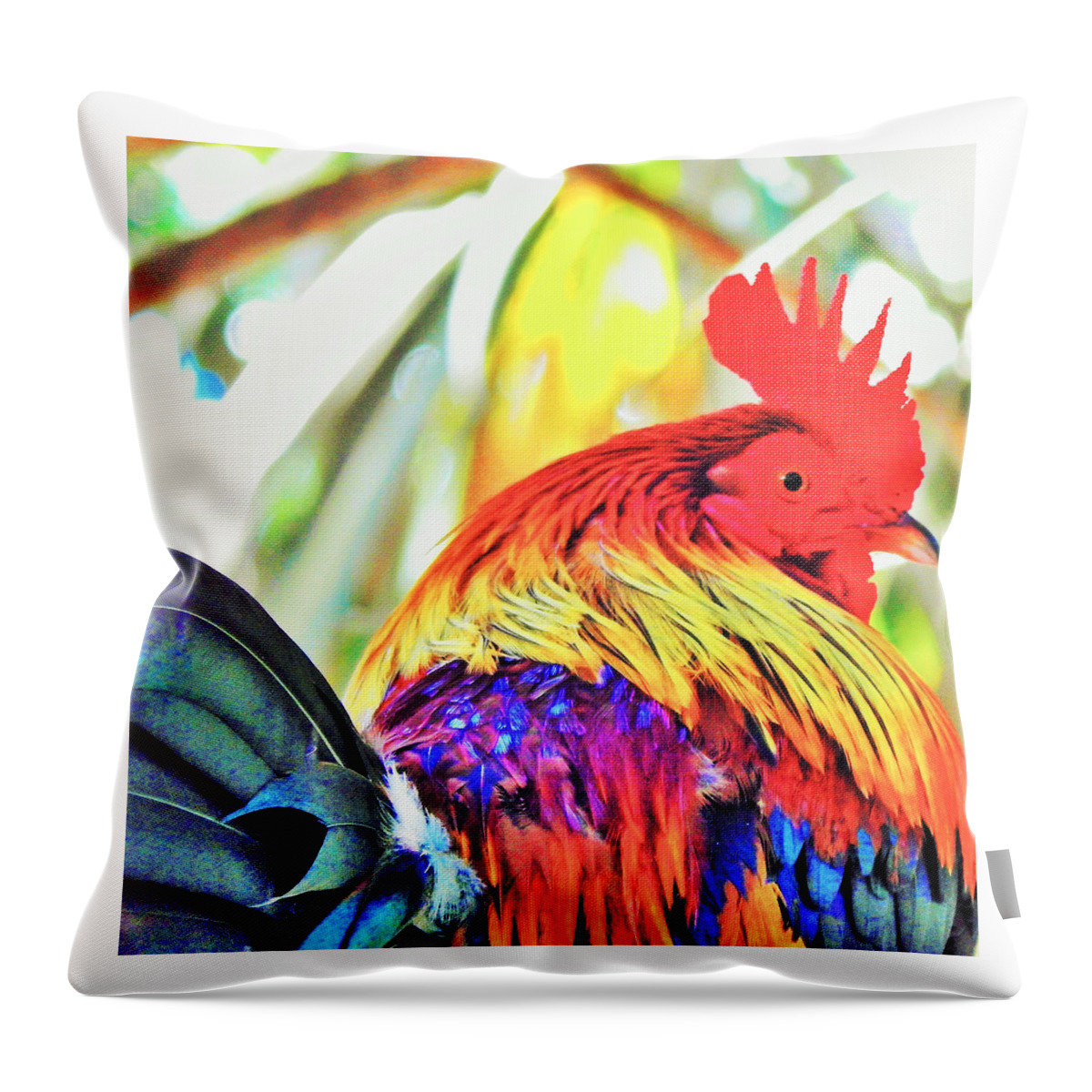 Rooster Throw Pillow featuring the digital art Wild and Free by Jan Gelders