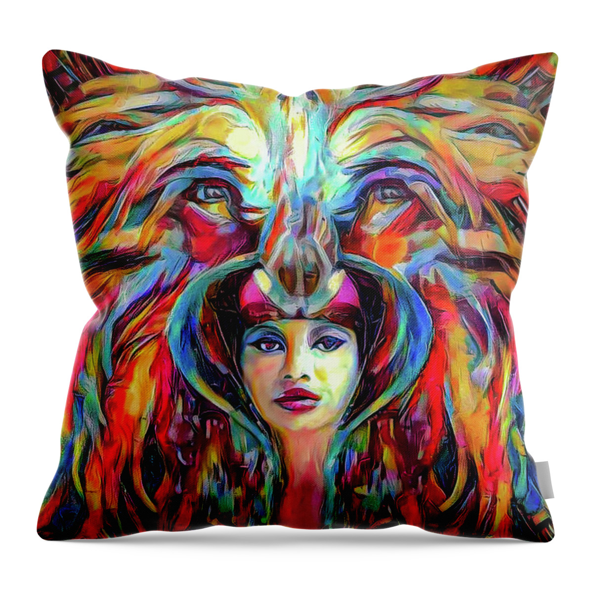 Wild Costume Throw Pillow featuring the mixed media Wild costume by Lilia D