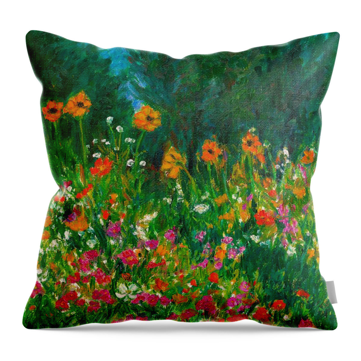 Wildflowers Throw Pillow featuring the painting Wildflower Rush by Kendall Kessler