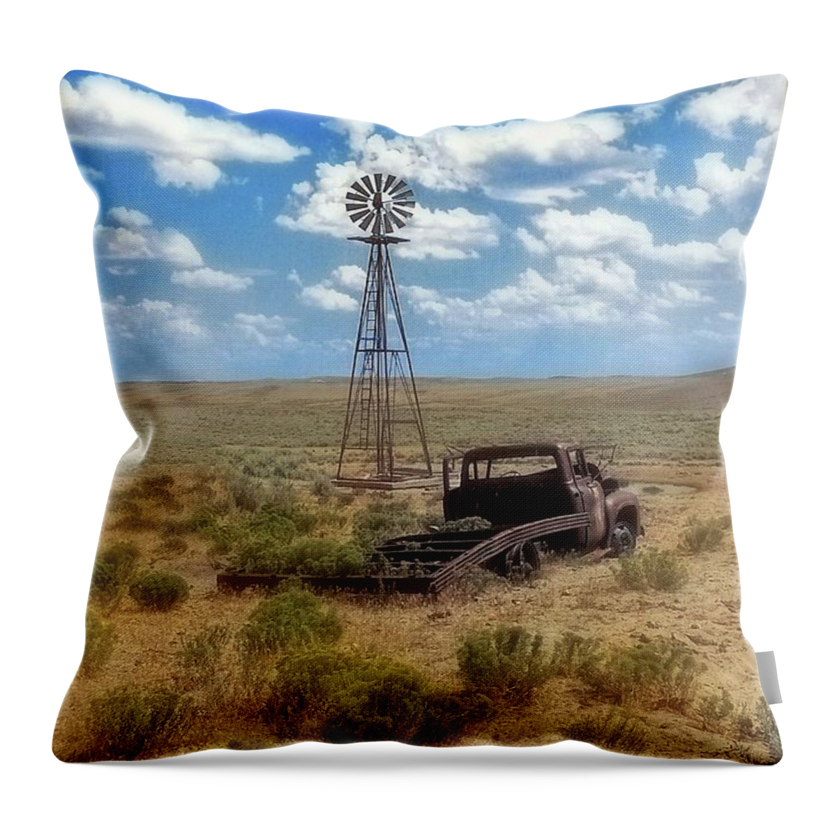 Windmill Throw Pillow featuring the photograph Windmill Over Lenzen by Amanda Smith