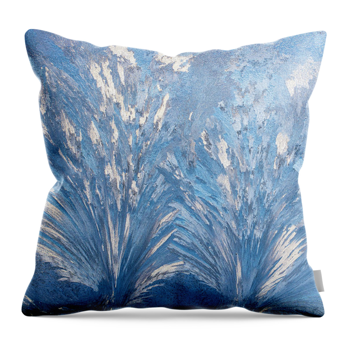 Cheryl Baxter Photography Throw Pillow featuring the photograph Window Frost Waves by Cheryl Baxter