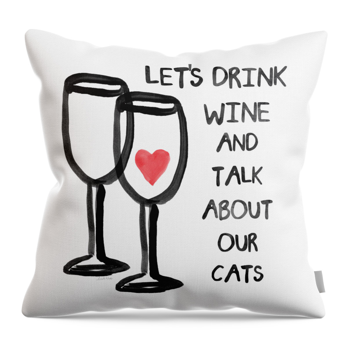 Wine Throw Pillow featuring the painting Wine and Cats- Art by Linda Woods by Linda Woods