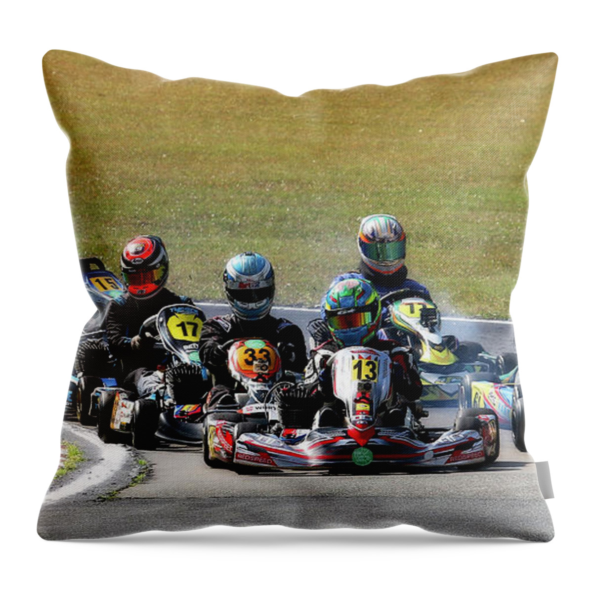 Wingham Go Karts Throw Pillow featuring the photograph Wingham Go Karts 06 by Kevin Chippindall