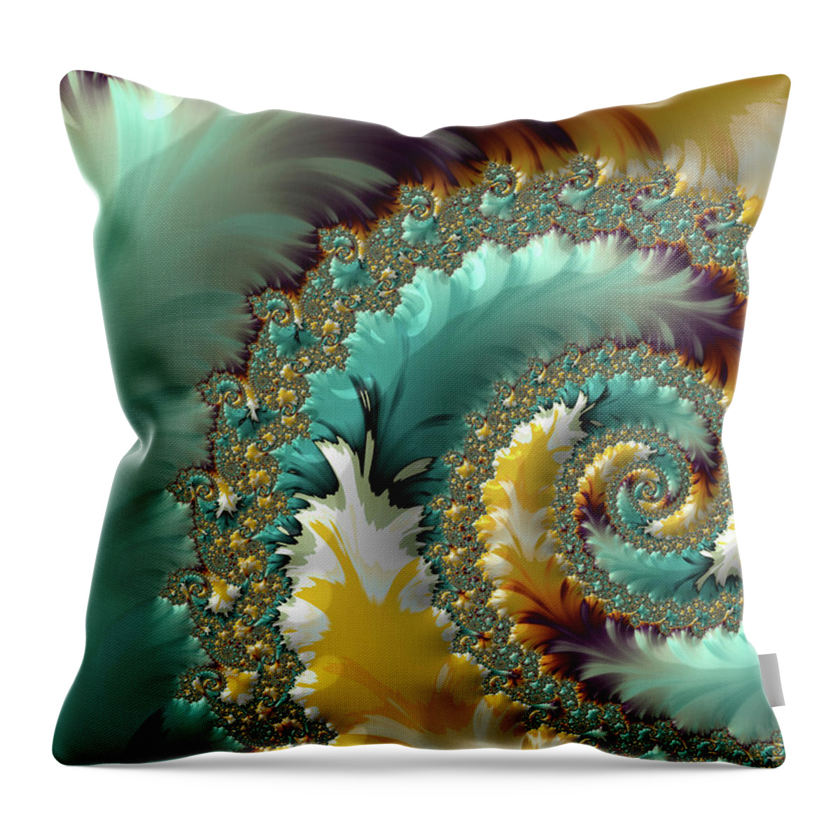 Fractal Art Throw Pillow featuring the digital art Wings of the Dawn by Bonnie Bruno