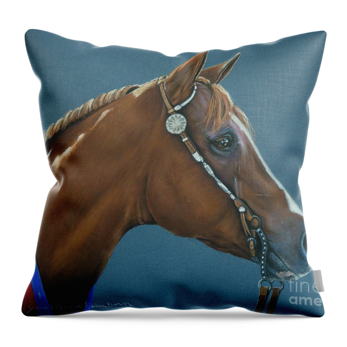Aqha Throw Pillow featuring the pastel Winning Colors by Joni Beinborn