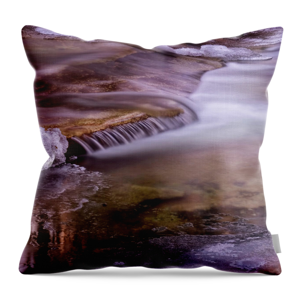 Stickney Brook Throw Pillow featuring the photograph Winter Brook by Tom Singleton
