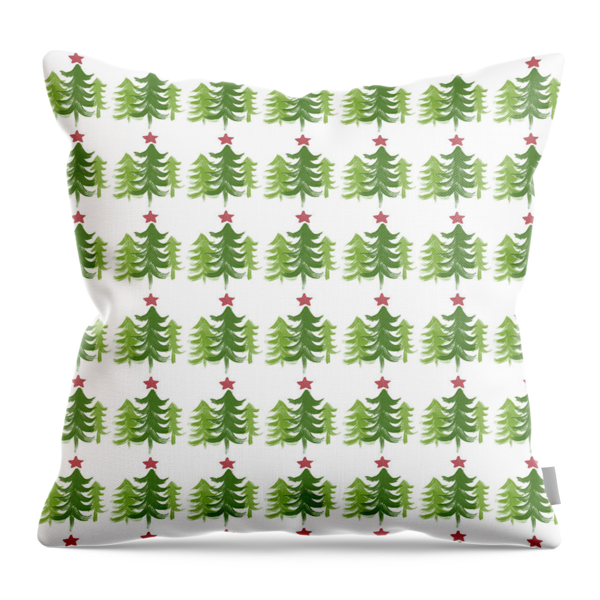 Winter Throw Pillow featuring the painting Winter Holiday Trees 1- Art by Linda Woods by Linda Woods