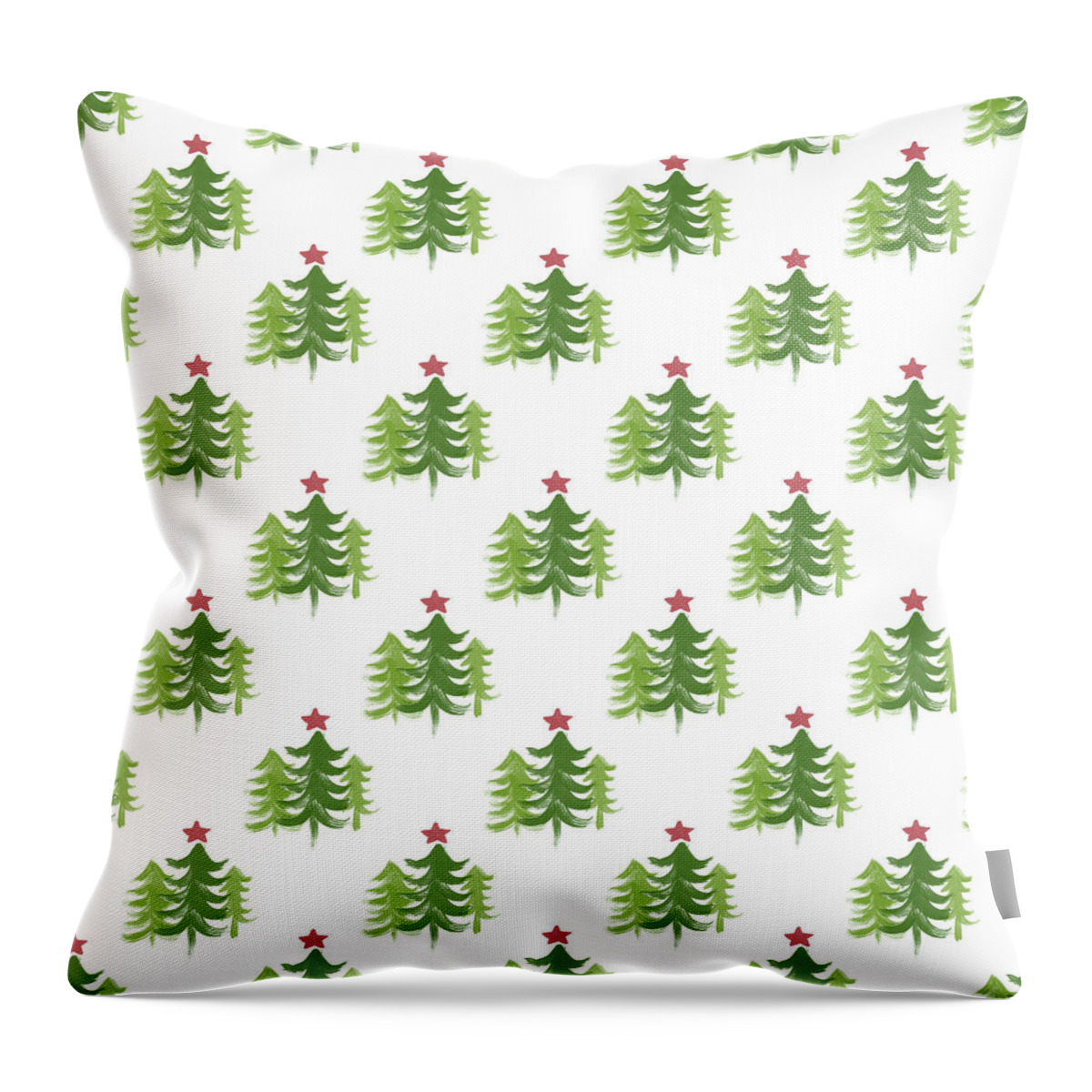 Winter Throw Pillow featuring the painting Winter Holiday Trees 2- Art by Linda Woods by Linda Woods