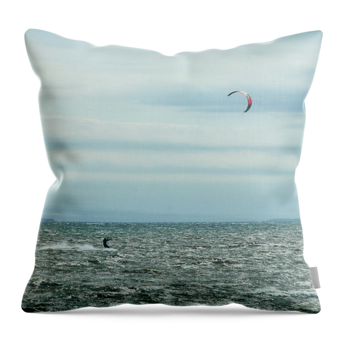 Surf Throw Pillow featuring the photograph Winter Kite Surfer by Monroe Payne