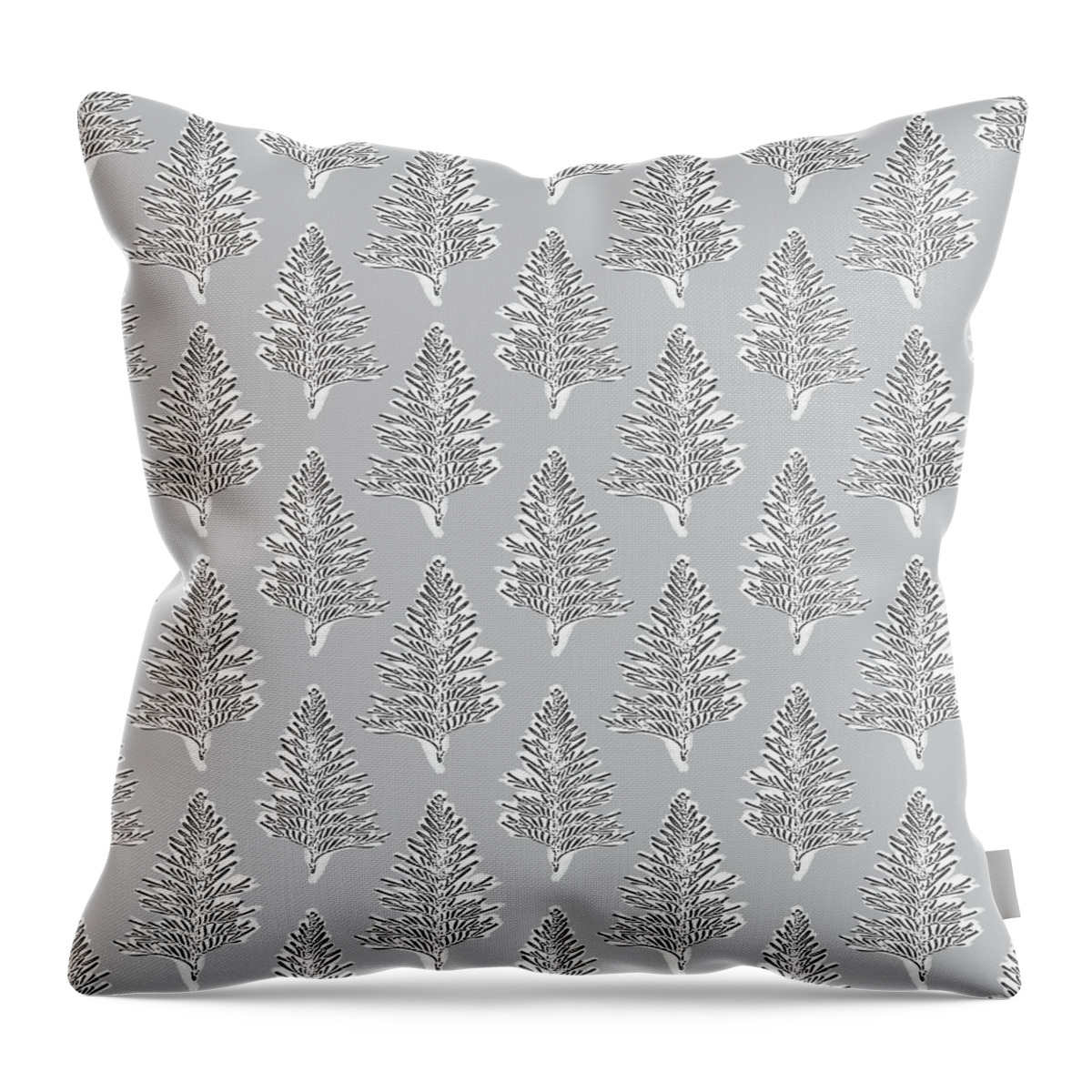 Grey Throw Pillow featuring the mixed media Winter Leaves- Art by Linda Woods by Linda Woods