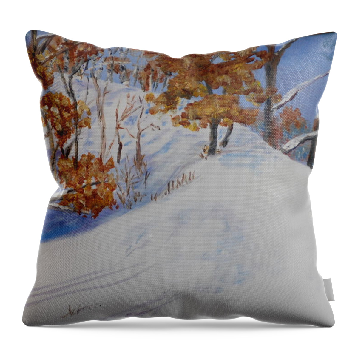 Winter Landscape Throw Pillow featuring the painting Winter Ridge by Phil Burton