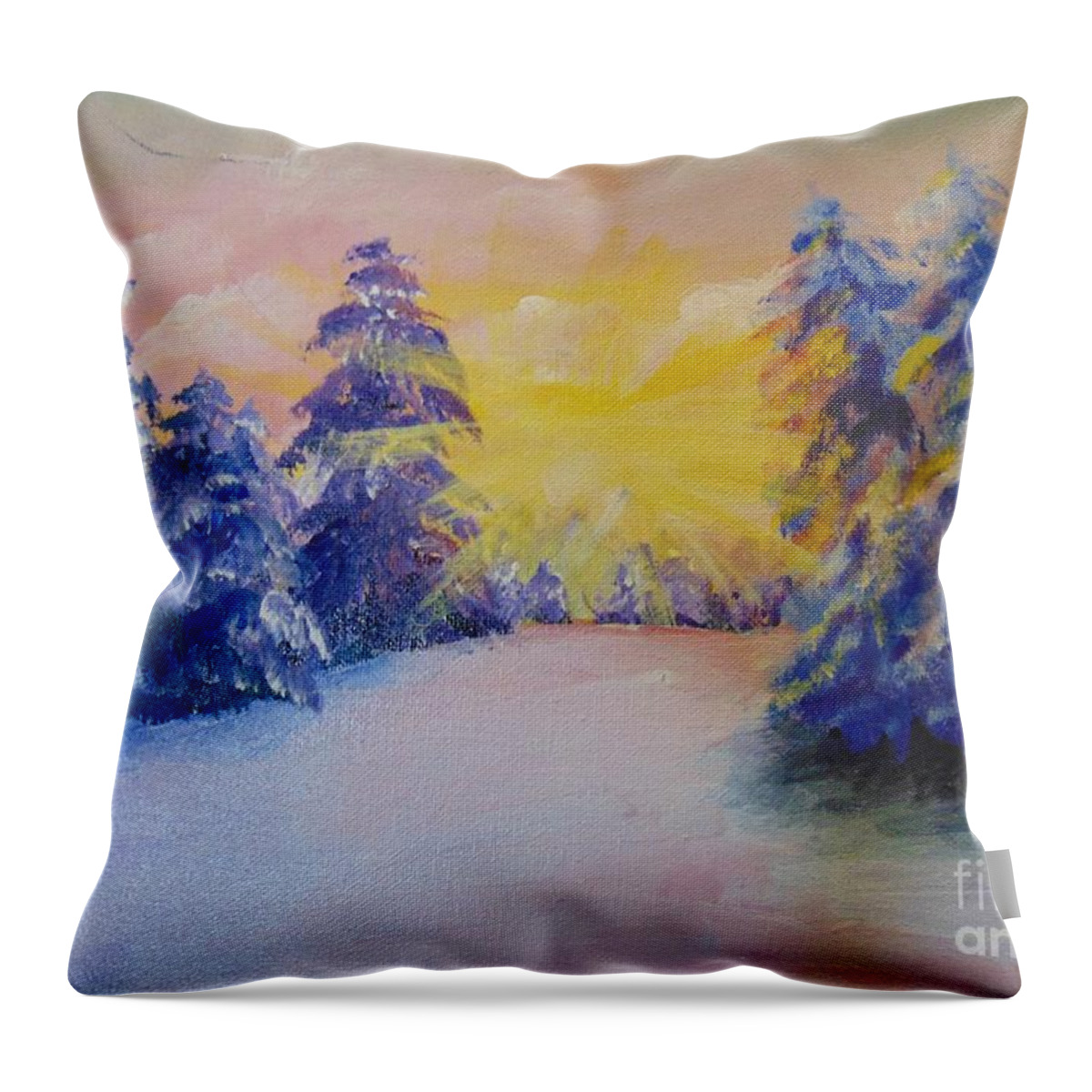 Winter Throw Pillow featuring the painting Winter by Saundra Johnson
