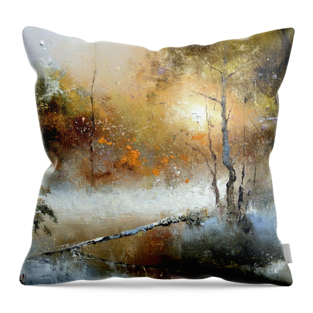 Russian Artists New Wave Throw Pillow featuring the painting Winter Sunset by Igor Medvedev