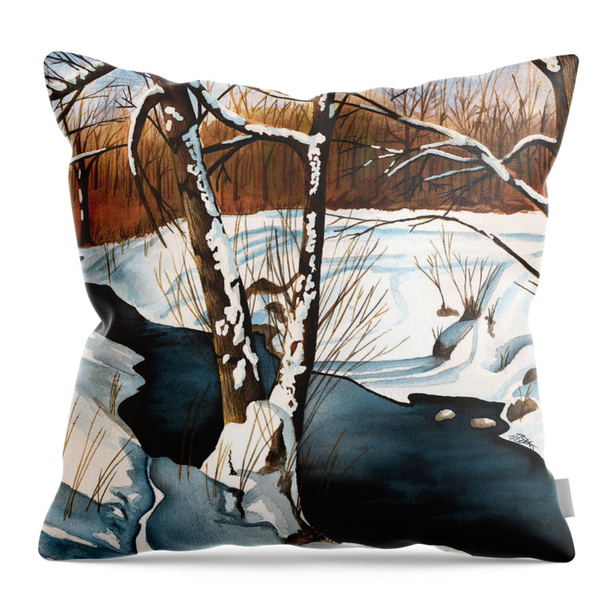 Winter Throw Pillow featuring the painting Winterscape by Vic Ritchey