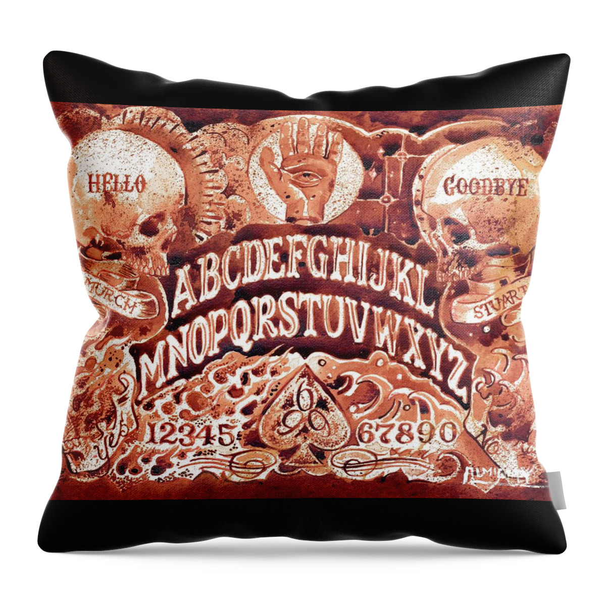 Ouija Board Throw Pillow featuring the painting Witch Board by Ryan Almighty