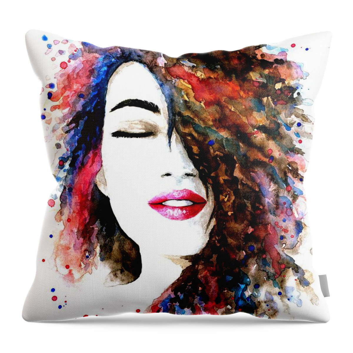 Woman Throw Pillow featuring the painting Woman Portrait 1 by Lucie Dumas