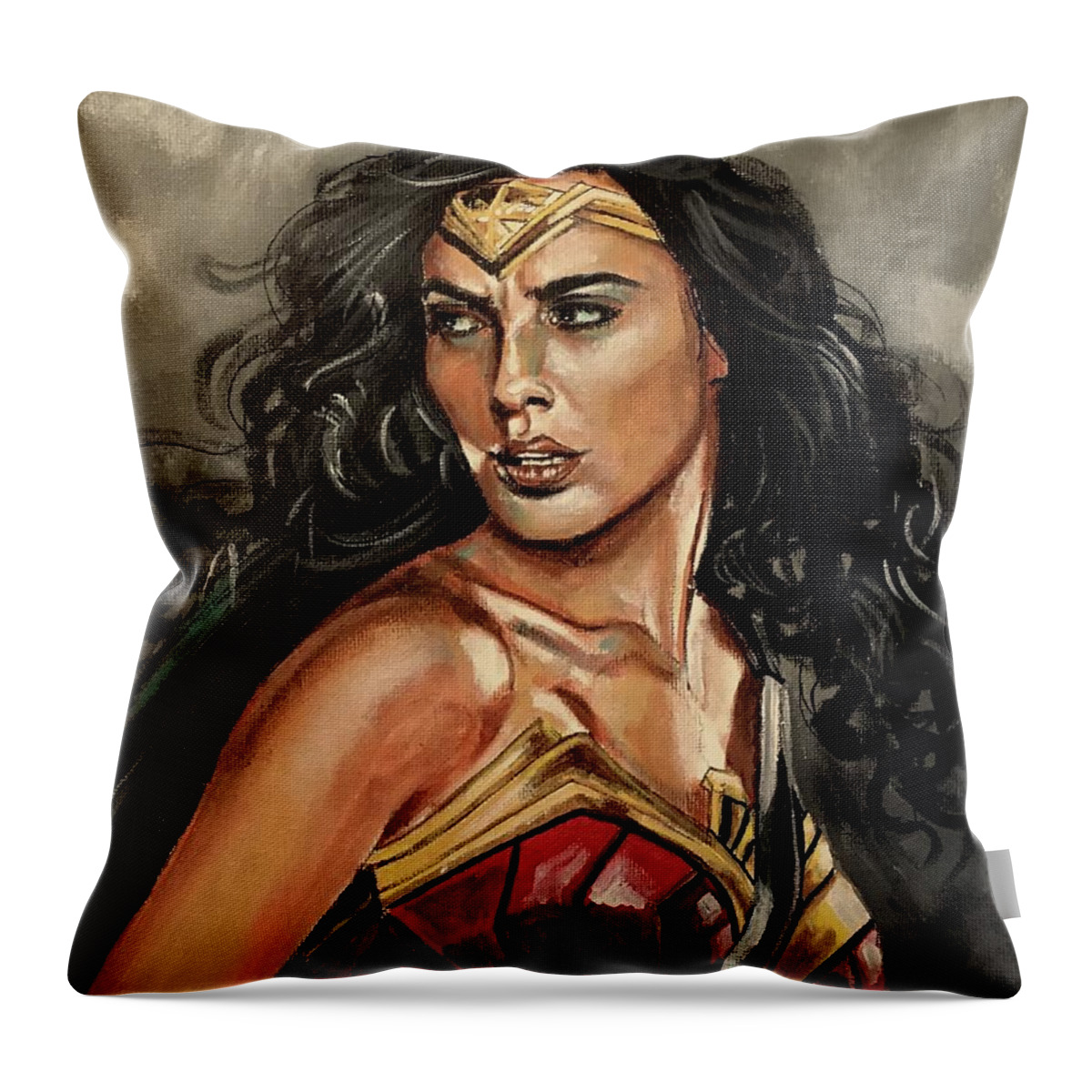 Wonder Woman Throw Pillow featuring the painting Wonder Woman by Joel Tesch