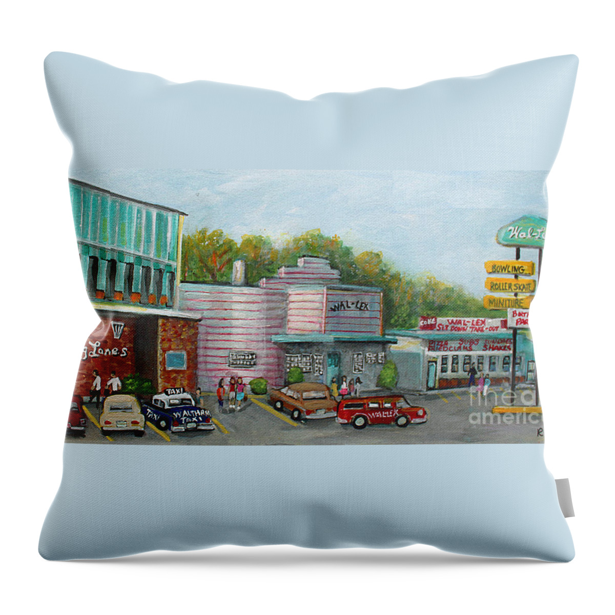 Painting Of Waltham Throw Pillow featuring the painting Wonderful Memories of the Wal-Lex by Rita Brown