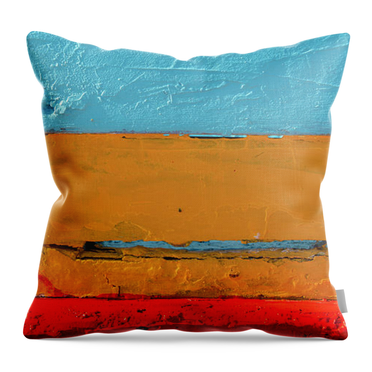 Blue Background Throw Pillow featuring the photograph Blue Yellow and Red art by Michalakis Ppalis