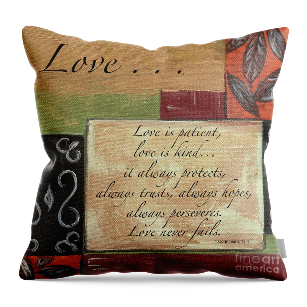 Love Throw Pillow featuring the painting Words To Live By Love by Debbie DeWitt